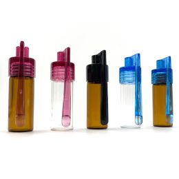 Glass Bottle Snuff Snorter Dispenser Portable Bullet Snorter Plastic Vial Pill Case Container Box with Spoon Multiple Color Smoking ZZ