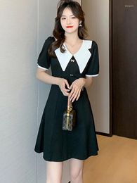 Party Dresses Summer Black Doll Collar Chic Prom Sexy Mini Dress Women Elegant Bodycon Office Lady 2024 Korean Vintage Night