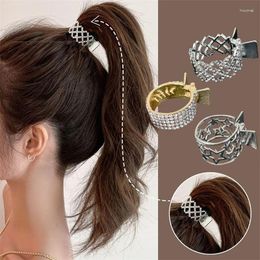 Hair Accessories 2024 Pearl Rhinestone Girl High Ponytail Clip Fixed Hairpin Claw Advanced Sense Headwear