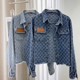 Women's Jackets Jackets Spring Autumn Ins Embroidery Rhinestone Denim Coat Slimming Jeans Women Sleeves Fashion 240305