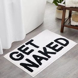 Inyahome Get Naked Bath Mat Bathroom Rugs for Bathtub Mat Cute Bath Rugs for Apartment Decor Tufted Grey and White Shower Mat 240301