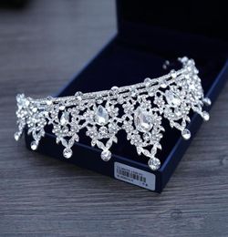 Bridal Jewelry Tiara Headpieces White Crystal Crown Bride Princess Crown Headpiece For Wedding Dress 2019 Wedding Bridal Accessori8091395