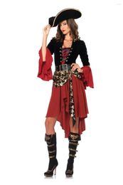Casual Dresses Female Caribbean Pirates Captain Costume Halloween Cosplay Suit Woman Gothic Medoeval Fancy Dress7091698