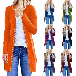 Cardigans Autumn And Winter Very Beautiful Riveted Cardigan Women's Clothing, Casual fashion high Street jacket medium long coat in a vari