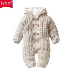 IYEAL Thick Warm Infant Baby Rompers Winter Clothes born Boy Girl Knitted Sweater Jumpsuit Hooded Kid Toddler Outerwear 2108261961564