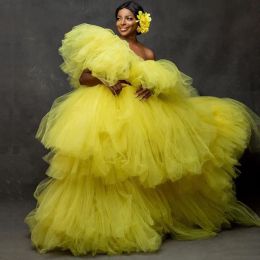 skirt Extra Puffy Tulle Skirt Long Floor Length Ball Gown Prom Skirts Bright Yellow Ruffled Tiered Women Skirt Prom Tutu mujer faldas
