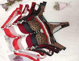 Letter Rhine Underwear Set Pink Comfort Push Up Bra Panty 2 Piece Luxury Secrets For Sexy Women Hot Bikini Thong Underwear X06226984321