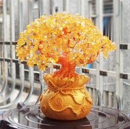 19cm Natural Crystal Lucky Tree Money Tree Ornaments Bonsai Style Wealth Luck Feng Shui Ornaments Home Decor T2007108668059