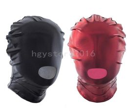 PVC Wet Look Dungeon Wheel Open Mouth Full Head Hood Mask Blindfold Roleplay R785358043