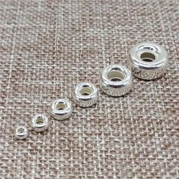 Loose Gemstones 925 Sterling Silver Plain Donut Tyre Beads Spacers For Bracelet Necklace 3mm 4mm 5mm 6mm 8mm 10mm