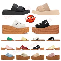 2024 Luxury Designer Sandals Women Slippers Woody Flat Mules Platform High Heel Sandal Espadrille Wedge Slider famous pool Slides sliders Shoes