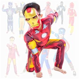412Y Kids Iron Ma Spider Boy Superhero Muscle Costume Child Halloween Cosplay Suit Glove Gift Q09109947004