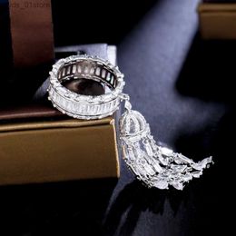 Band Rings ThreeGraces New Fashion Cubic Zirconia Long Tassel Charms Elegant Engagement Rings for Women Bridal Wedding Prom Jewellery R225 L240305