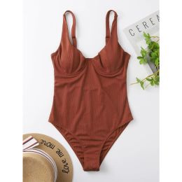 Swimwear Solid Colour One Piece Swimsuit Women Sexy Cut Out Push Up Underwire Swimsuit Summer Bathing Suit Backless Beach Wear Monokini