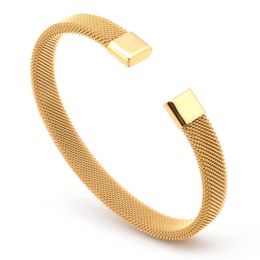 Simple mens stainless steel bracelet fashion C-shaped mesh Elastic Bracelet Jewelry 22