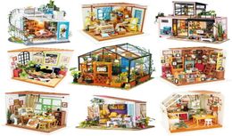 Robotime Wooden Dollhouse Kits DIY Miniature Doll House Furniture Toys for Children Birthday Gifts Collection LJ2011263034195