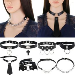 Choker Black Rock Jewellery Love Heart For Women Girls Necklaces Punk Gothic Soft Collar Chain PU Leather