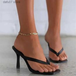 Slippers 2023 Summer Women Shoes Fashion Sexy Thin Heels Flip Flops Woman High Ladies Slipper Plus Size 42H2435