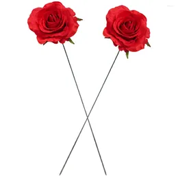 Garden Decorations 2Pcs Decorative Metal Craft Stake Flower Pot Outside Pathway Patio Ornament