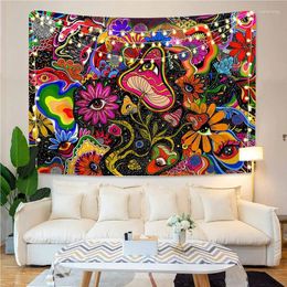 Tapestries Mushroom Tapestry Trippy Wall Eyes Colorful Flowers Hanging Hippy For Home