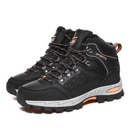 Outdoor Shoes Sandals Large Size Outdoor Hiking Boots Men Women Non Slip Lace Up Climbing Winter Black Warm Fur Sneakers Size 42 Trekking Hiking Shoe YQ240301