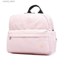 Diaper Bags Soboba Fashionable Plaid Pink Diaper Bag for Mommies Large Capacity Well-Organized Space Maternity Backpack for StrollersL240305