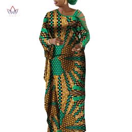 African Evening Party Dresses for Women Dashiki Print Cotton Ladies Mermaid Robe Dress Hollow Sleeve Ankara Wy10110 240226