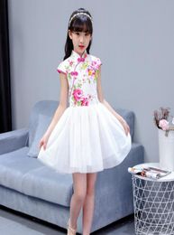 2018 Summer Children Girl Cheongsam Dress Chinese Traditional Qipao Short Sleeve Dress Cotton Girl Skirt Children Cheongsam9123657