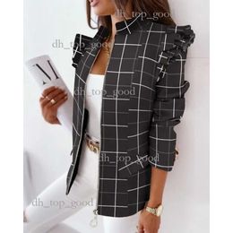 Women's Suits Colourful Blazer Jacket for Women Leopard Printed Ruffled Long-sleeved Zipper Suit Plus Size Clothing Blazers 121 447