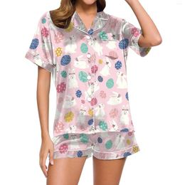 Women's Sleepwear Shorts And Top Ladies Fashion Casual Easter 3D Digital Print Short Pajamas Pajama Pantsuit Girls Scuff Slippers