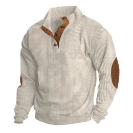 Autumn Mens 5XL Casual Standing Neck Long Sleeve Pit Corduroy Sweater in Stock 240228