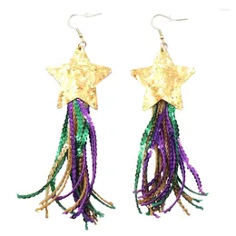 Dangle Earrings E0BF Trendy Drop Star With Tassels Colourful Fringe Sequins Ear Rings Jewellery