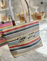 Beach Tote Bag Female New Straw Bag Niche Striped Woven Bags Fashion Large Capacity Shoulder Bags
