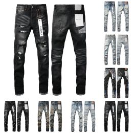 Pantaloni in denim viola Jeans da uomo Jeans firmati Pantaloni neri da uomo Abbigliamento da moto slim fit jeans da motociclista dritto retrò strappato di alta qualità