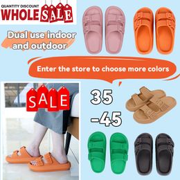 Women Slippers Buckle Thick Platform Sandals Beach Shoes Bathroom Slipper Soft EVA Flat Sole Slides 34-45 size GAI rooms white pink green black home