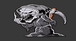 Big Grim Reaper Skull Embroidered Patches for Clothing Iron on Clothes Punk patch DIY Badge Stickers Garment Appliques whole9922266