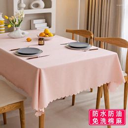 Table Cloth Spot Colour Cotton Oil-free Wash Senior Linen Waterproof Accommodation Sense El Mat Tablecloth Gray22