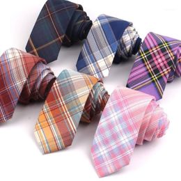 Neck Ties Cotton Plaid For Men Women Casual Purple Groom Necktie Wedding Party Boys Girls SuitsTie Skinny Gravatas12646