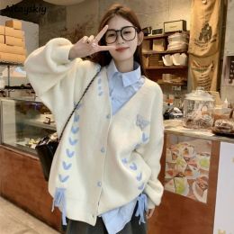 Cardigans Cardigan Women Baggy Warm Kawaii Laceup Soft Japanese Style Tender Vneck Aesthetic Outwear Casual Autumn College Girls Popular