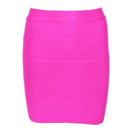 Skirt HQBORY Rayon Hot Pink High Waist Elastic Knitted Sexy Women Strips Mini Bandage Bodycon Pencil Skirt