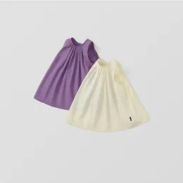 Girl Dresses Summer Korean Sleeveless Skirt Outdoor Clothes Princess Solid Colour Elegant And Pretty Women's Girls From 3 To 8 Years