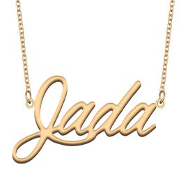 Jada Name Necklace Custom Nameplate Pendant for Women Girls Birthday Gift Kids Best Friends Jewelry 18k Gold Plated Stainless Steel