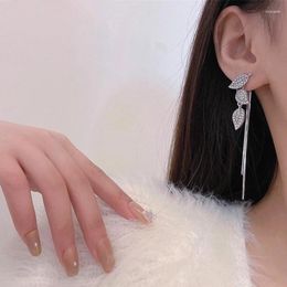 Dangle Earrings Long Tassel Drop For Women Luxury Full Rhinestone Crystal Leaf Dangling Earring Party Wedding Bridal Jewelry Gift