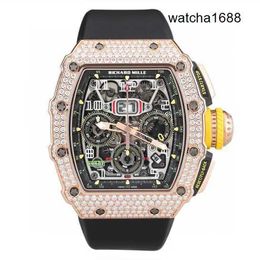 Mens Watch Female Wristwatch RM Wrist Watch RM11-03 Original Diamond Set Chain Chronograph 18K Rose Gold Diamond Set