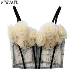 Camis Visivane Casual Vintage Stage Camis Dance Wear Sling Tshirts Tank Top Women Clothing Y2k Tops Sexy Club Corset Fashion Clothes