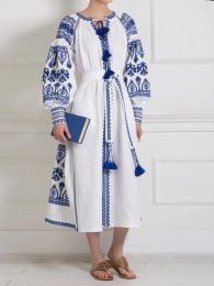 Dress 2023 Spring Autumn Women's Linen Dress Embroidery Long Sleeve Dress Elegant Ethnic Boho White Clothes Dresses For Women Party