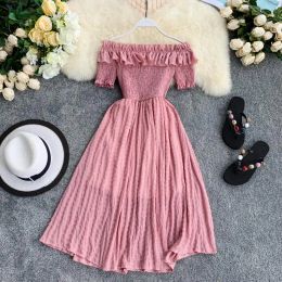 Dress Ruffles 2023 Slim Off Shoulder Ladies Sexy Summer Midi Long Dress Party Women Casual Beach Holiday ALine Vestido De Festa