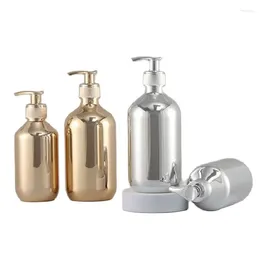 Storage Bottles 10pcs Lotion Pump Bottle 300ml500ml Electroplating Gold Silver Body Wash Shower Gel Dispenser Refill PET Plastic Shampoo