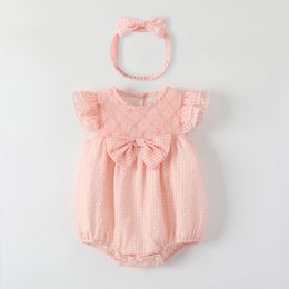 夏の女の子ピンクロンパース赤ちゃんの新生児幼児の幼児衣装オーバーオール服ジャンプスーツキッズボディースーツの赤ちゃんの服装