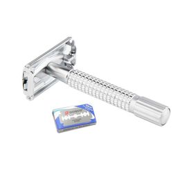 1 Razor 10 Blades Men Shaving Set Safety Razor Sand Handle Double Edge Manual Shaver Classic Razors Butterfly Mechanism9363449